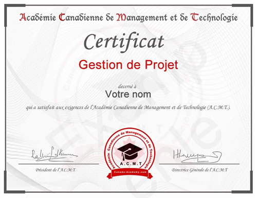 photo du certificat introduction management de l'académie canadienne de Management et de Technologie